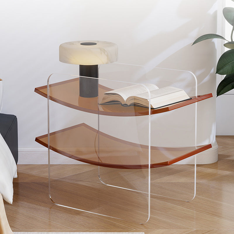 Modern Minimalist Acrylic Double U Side Table 2-Tier Open Shelving For Living Room Bedroom Balcony