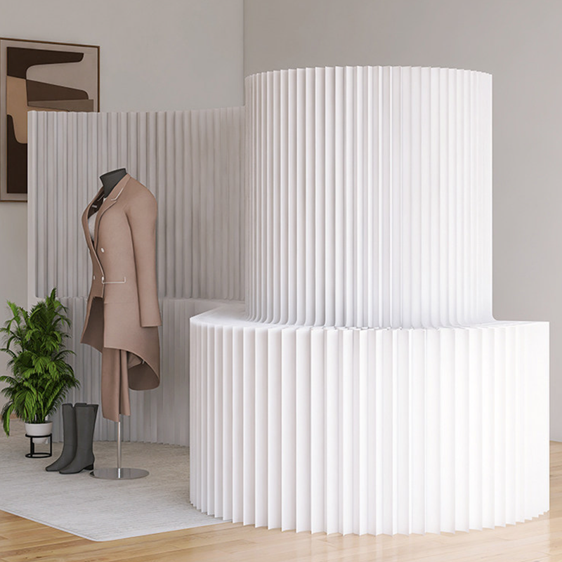 Modern Minimalist Kraft Paper Rectangular Folding Room Divider Shelf Screen For Living Room Office