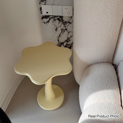 Contemporary Creative Solid Wood Cloud-Shaped Cream Yellow Black Side Table For Living Room