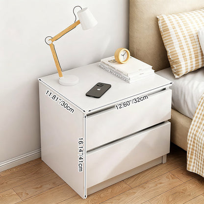 Modern Minimalist Square MDF Nightstand 2-Drawer For Living Room & Bedroom