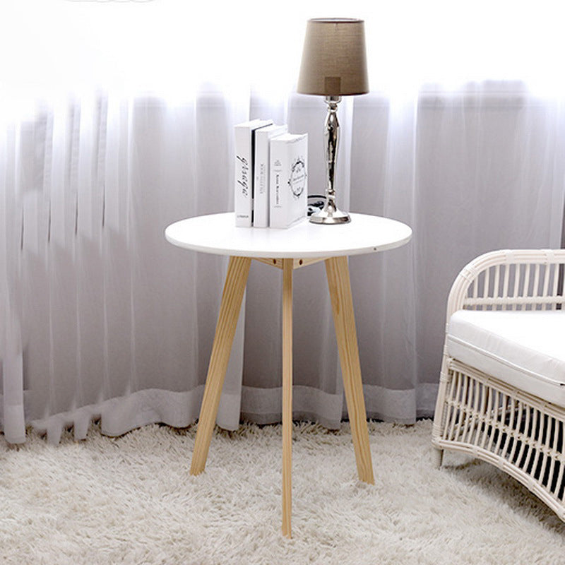 Modern Minimalist Round Solid Wood MDF Coffee Table 1-Tier For Living Room