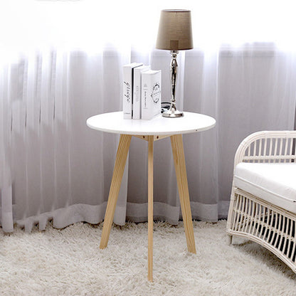 Modern Minimalist Round Solid Wood MDF Coffee Table 1-Tier For Living Room