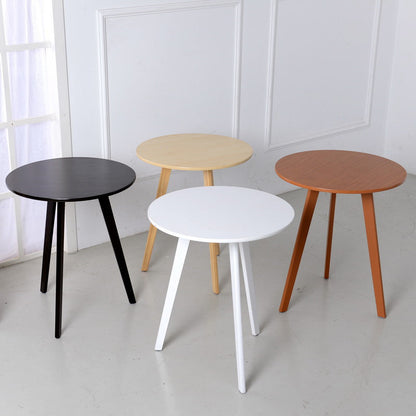 Modern Minimalist Round Solid Wood MDF Coffee Table 1-Tier For Living Room