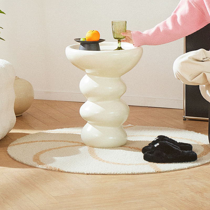 Modern Simplicity Round Fiberglass Sofa End Table 1-Tier For Living Room