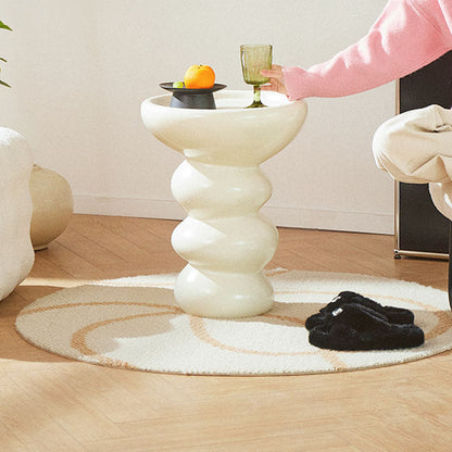 Modern Simplicity Round Fiberglass Sofa End Table 1-Tier For Living Room