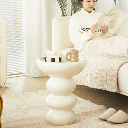 Modern Simplicity Round Fiberglass Sofa End Table 1-Tier For Living Room