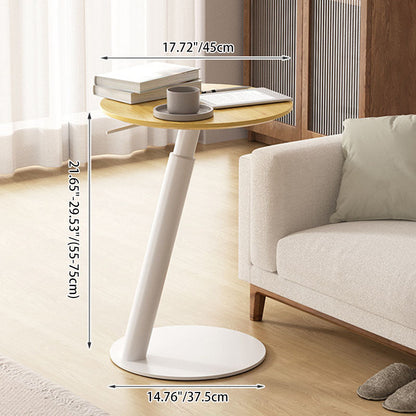 Modern Minimalist Square Round Bamboo Carbon Steel Adjustable Height Sofa Side Table For Living Room