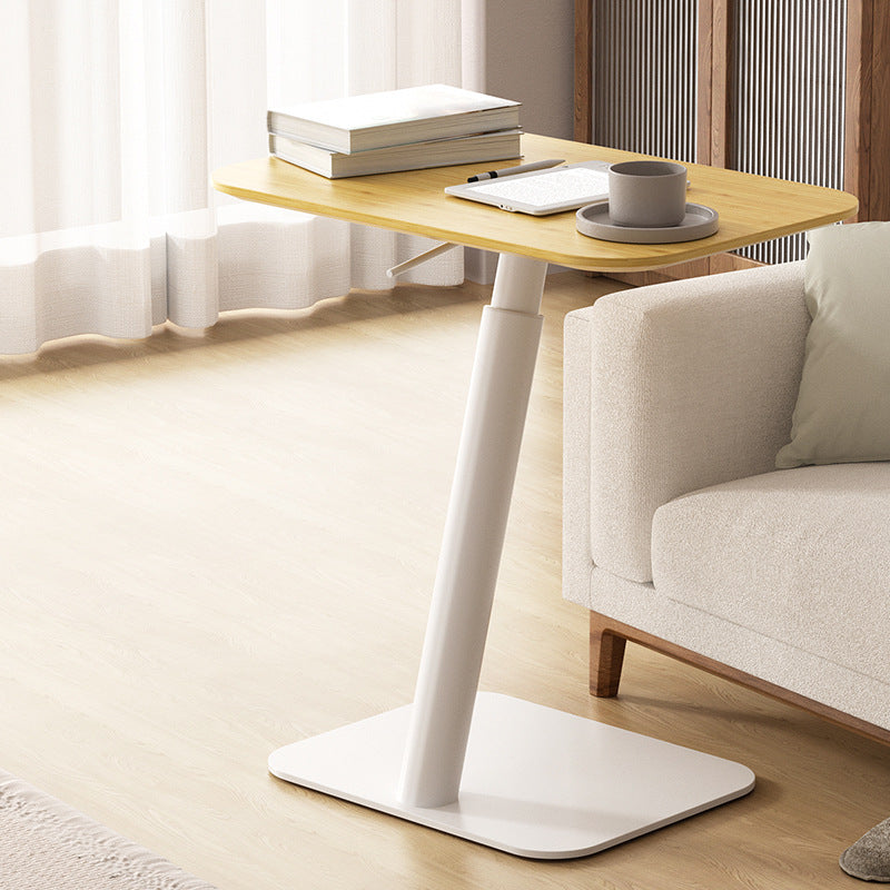 Modern Minimalist Square Round Bamboo Carbon Steel Adjustable Height Sofa Side Table For Living Room