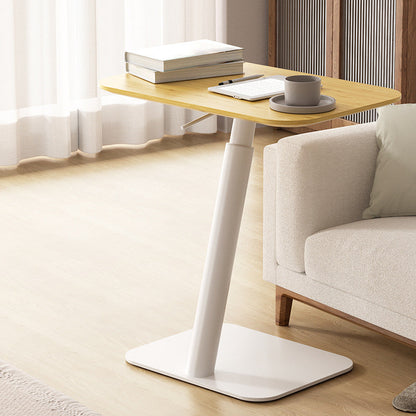 Modern Minimalist Square Round Bamboo Carbon Steel Adjustable Height Sofa Side Table For Living Room