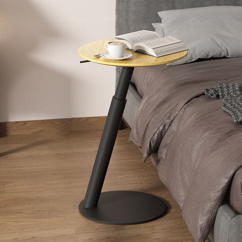 Modern Minimalist Square Round Bamboo Carbon Steel Adjustable Height Sofa Side Table For Living Room