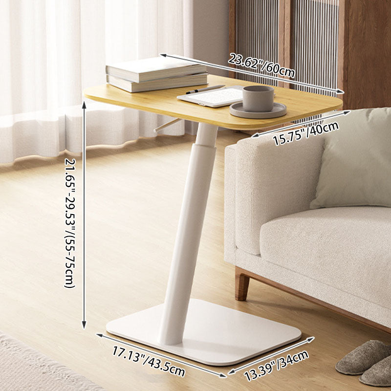 Modern Minimalist Square Round Bamboo Carbon Steel Adjustable Height Sofa Side Table For Living Room