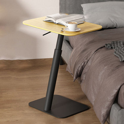Modern Minimalist Square Round Bamboo Carbon Steel Adjustable Height Sofa Side Table For Living Room