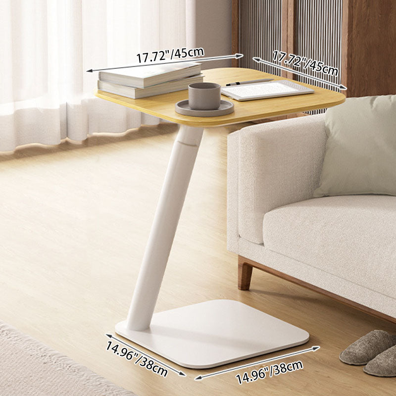 Modern Minimalist Square Round Bamboo Carbon Steel Adjustable Height Sofa Side Table For Living Room