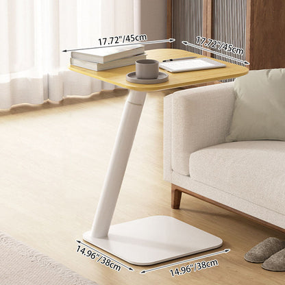 Modern Minimalist Square Round Bamboo Carbon Steel Adjustable Height Sofa Side Table For Living Room