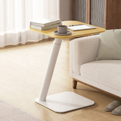 Modern Minimalist Square Round Bamboo Carbon Steel Adjustable Height Sofa Side Table For Living Room