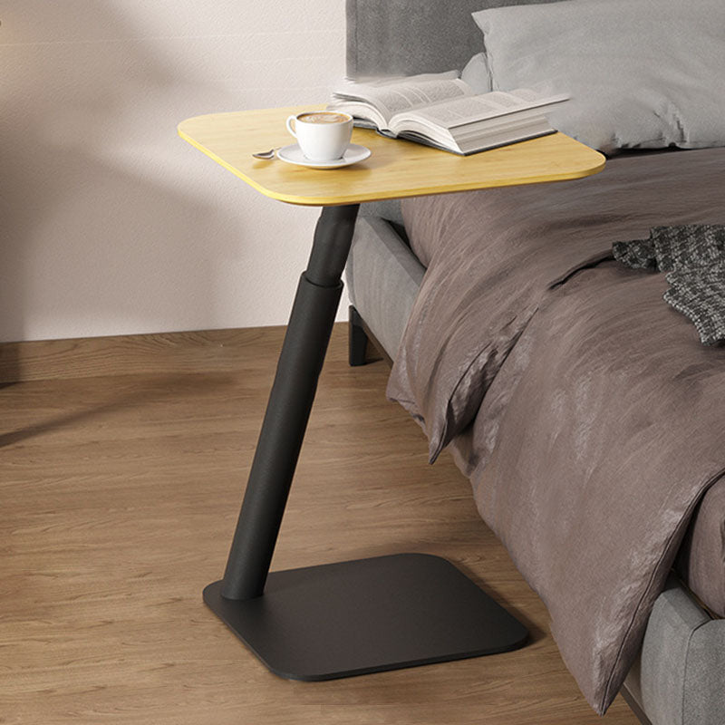 Modern Minimalist Square Round Bamboo Carbon Steel Adjustable Height Sofa Side Table For Living Room