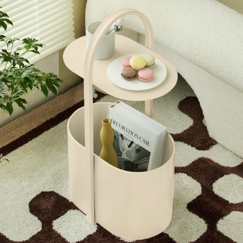 Modern Minimalist Oval Wrought Iron End Table 2-Tier For Living Room & Bedroom