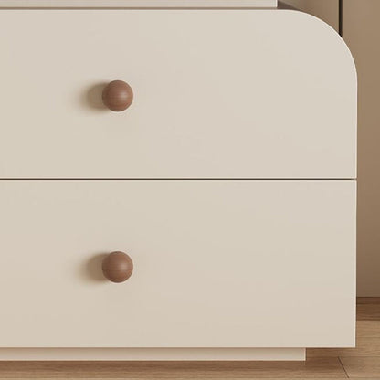 Contemporary Nordic Rounded-Edge Rectangular Design Solid Wood Solid Wood Plywood Cat-Scratch Resistant Leather Nightstand 2-Drawer For Bedroom