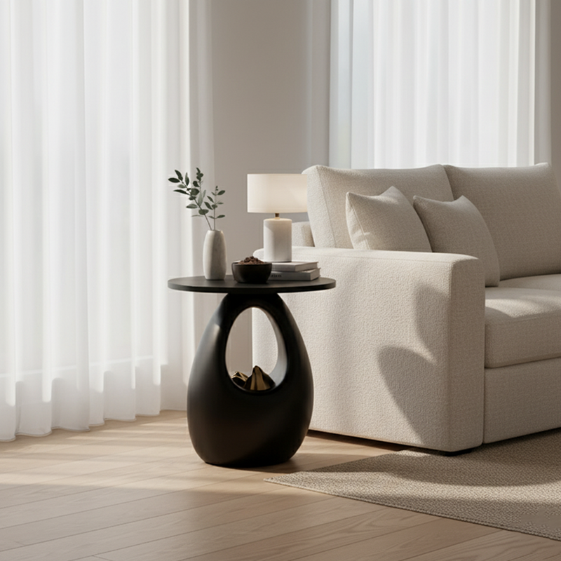 Contemporary Creative Round Eco-Friendly Resin Triamine Board Side Table For Living Room