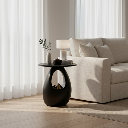 Contemporary Creative Round Eco-Friendly Resin Triamine Board Side Table For Living Room