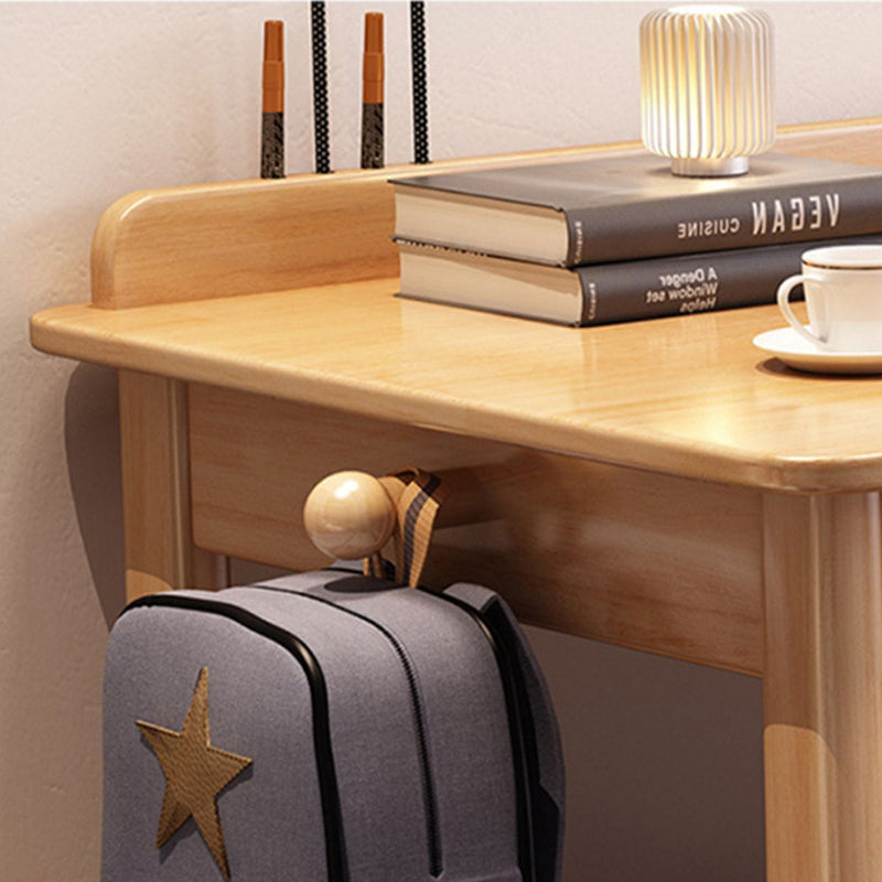 Traditional Chinese Rounded Rectangular Corner Design Solid Wood Solid Wood Plywood Desk & Chair Set For Bedroom