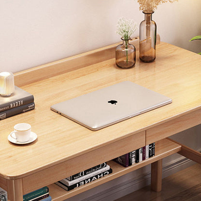 Traditional Chinese Rounded Rectangular Corner Design Solid Wood Solid Wood Plywood Desk & Chair Set For Bedroom