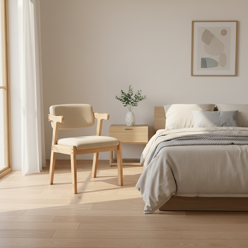 Traditional Chinese Rounded Rectangular Corner Design Solid Wood Solid Wood Plywood Desk & Chair Set For Bedroom