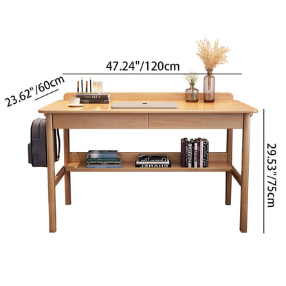Traditional Chinese Rounded Rectangular Corner Design Solid Wood Solid Wood Plywood Desk & Chair Set For Bedroom