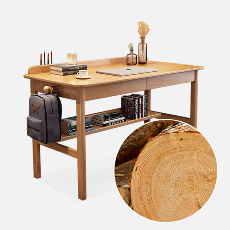 Traditional Chinese Rounded Rectangular Corner Design Solid Wood Solid Wood Plywood Desk & Chair Set For Bedroom