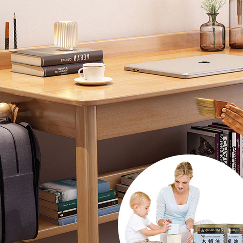 Traditional Chinese Rounded Rectangular Corner Design Solid Wood Solid Wood Plywood Desk & Chair Set For Bedroom