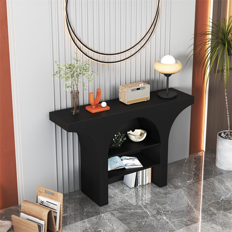 Contemporary Nordic Arched Design Solid Wood Particleboard Console Table 3-Tier For Living Room