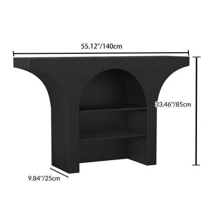 Contemporary Nordic Arched Design Solid Wood Particleboard Console Table 3-Tier For Living Room