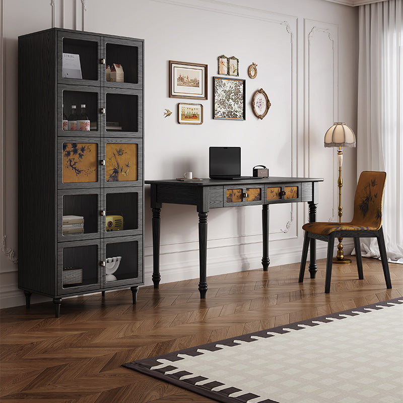 Traditional Chinese Rectangular Solid Wood Cloth Desk 2-Drawer For Bedroom