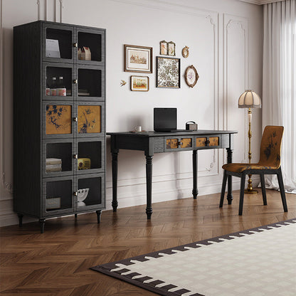 Traditional Chinese Rectangular Solid Wood Cloth Desk 2-Drawer For Bedroom
