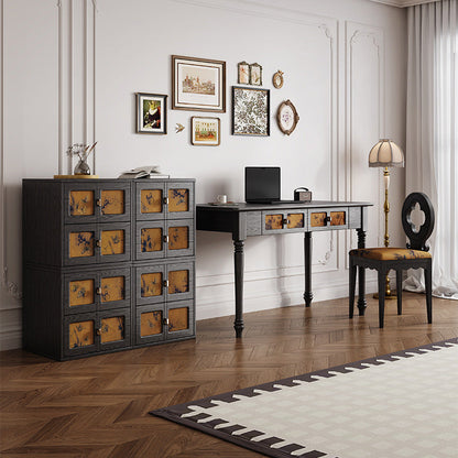 Traditional Chinese Rectangular Solid Wood Cloth Desk 2-Drawer For Bedroom