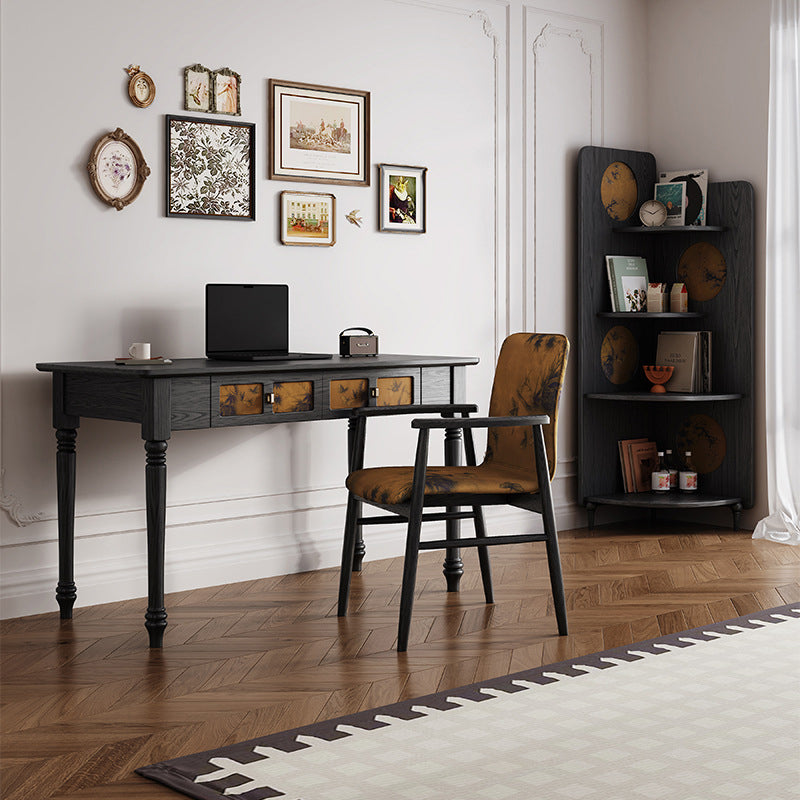 Traditional Chinese Rectangular Solid Wood Cloth Desk 2-Drawer For Bedroom