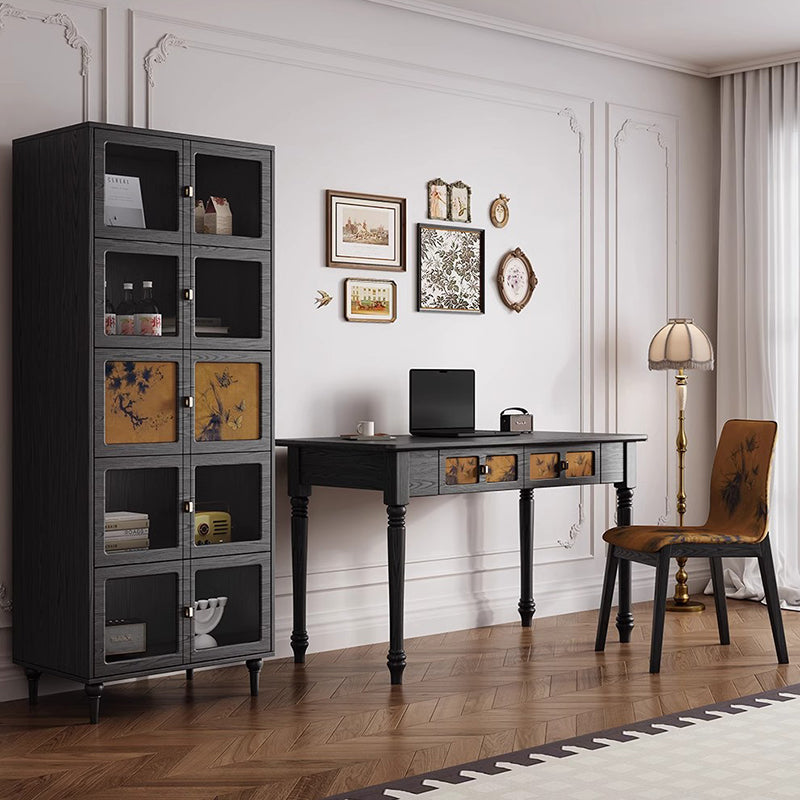Traditional Chinese Rectangular Solid Wood Cloth Desk 2-Drawer For Bedroom