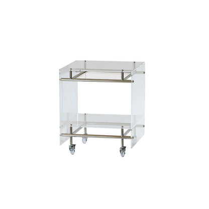 Acrylic Rolling End Table with Stainless Steel Frame – Modern Minimalist 3-Tier Side Table