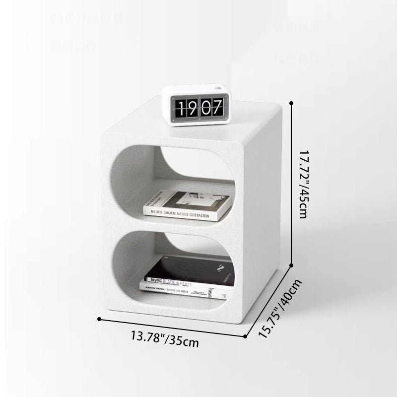 Modern Minimalist Rounded MDF Narrow White Nightstand Open Shelf 3-Tier For Bedroom