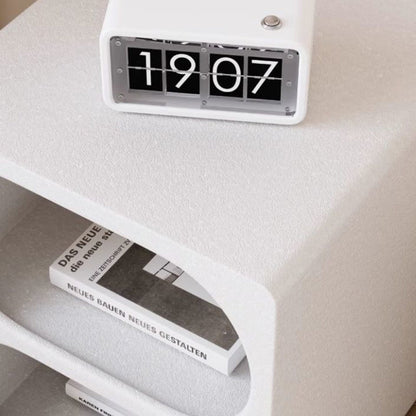 Modern Minimalist Rounded MDF Narrow White Nightstand Open Shelf 3-Tier For Bedroom