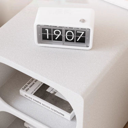 Modern Minimalist Rounded MDF Narrow White Nightstand Open Shelf 3-Tier For Bedroom