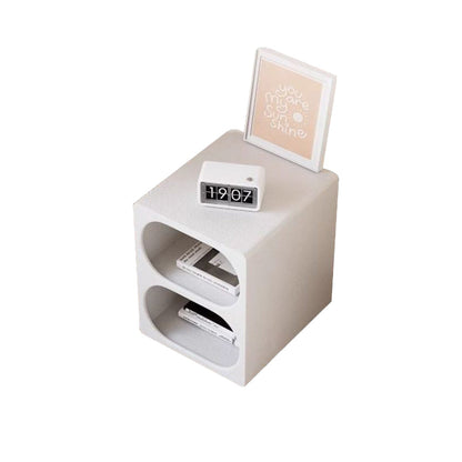 Modern Minimalist Rounded MDF Narrow White Nightstand Open Shelf 3-Tier For Bedroom