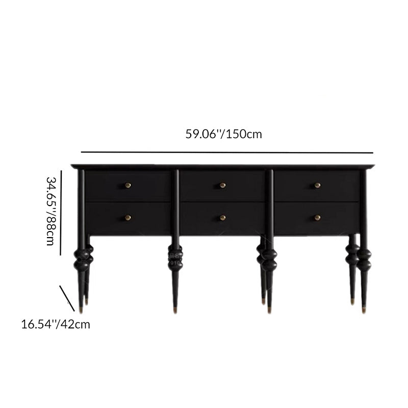 Modern Mid-Century Rectangular Solid Wood & Plywood Storage Cabinet 4/6-Drawer For Living Room
