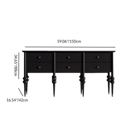 Modern Mid-Century Rectangular Solid Wood & Plywood Storage Cabinet 4/6-Drawer For Living Room