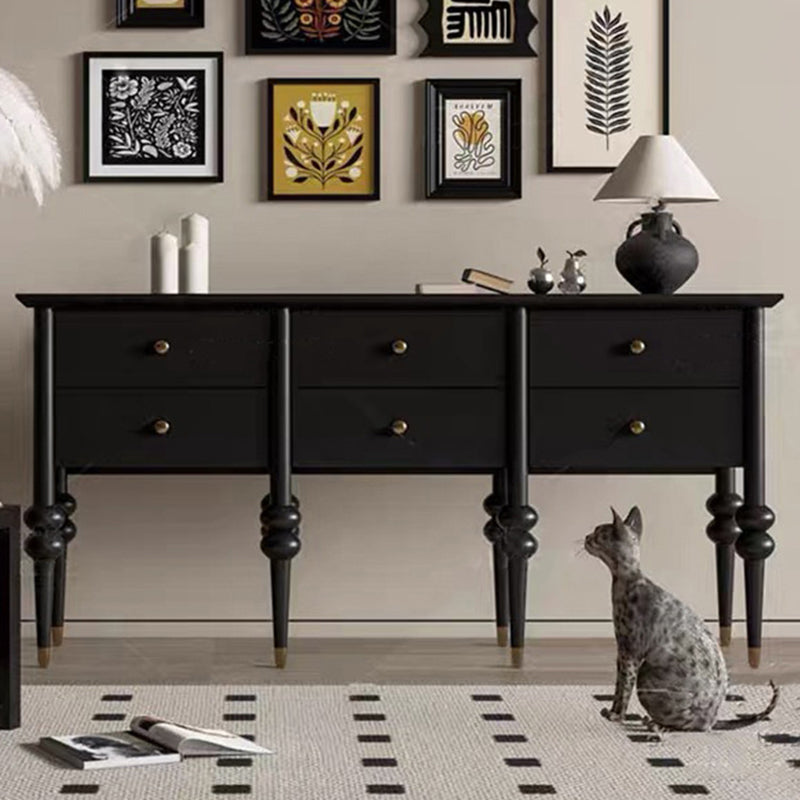 Modern Mid-Century Rectangular Solid Wood & Plywood Storage Cabinet 4/6-Drawer For Living Room