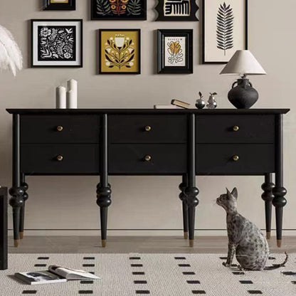 Modern Mid-Century Rectangular Solid Wood & Plywood Storage Cabinet 4/6-Drawer For Living Room