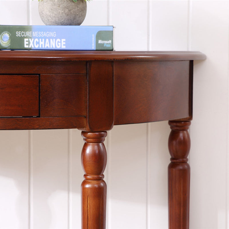Traditional French Semi-Circular Design Solid Wood MDF Console Table 1-Drawer For Living Room & Entryway