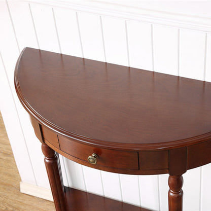 Traditional French Semi-Circular Design Solid Wood MDF Console Table 1-Drawer For Living Room & Entryway