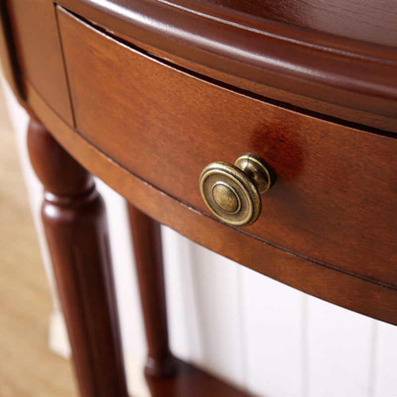 Traditional French Semi-Circular Design Solid Wood MDF Console Table 1-Drawer For Living Room & Entryway