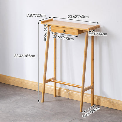 Traditional Chinese Rectangular Bamboo Console Table 1-Drawer For Living Room & Entryway